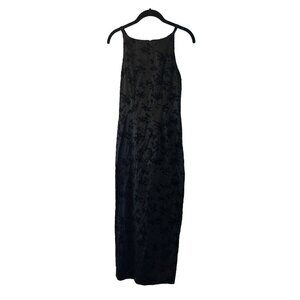 XOXO Black Floral Velvet Dress Size 5 Sleeveless Made In USA
